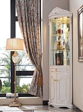 欧式实木转SEZ酒角柜墙柜角柜角柜三拐角白色扇形客厅餐边角落置