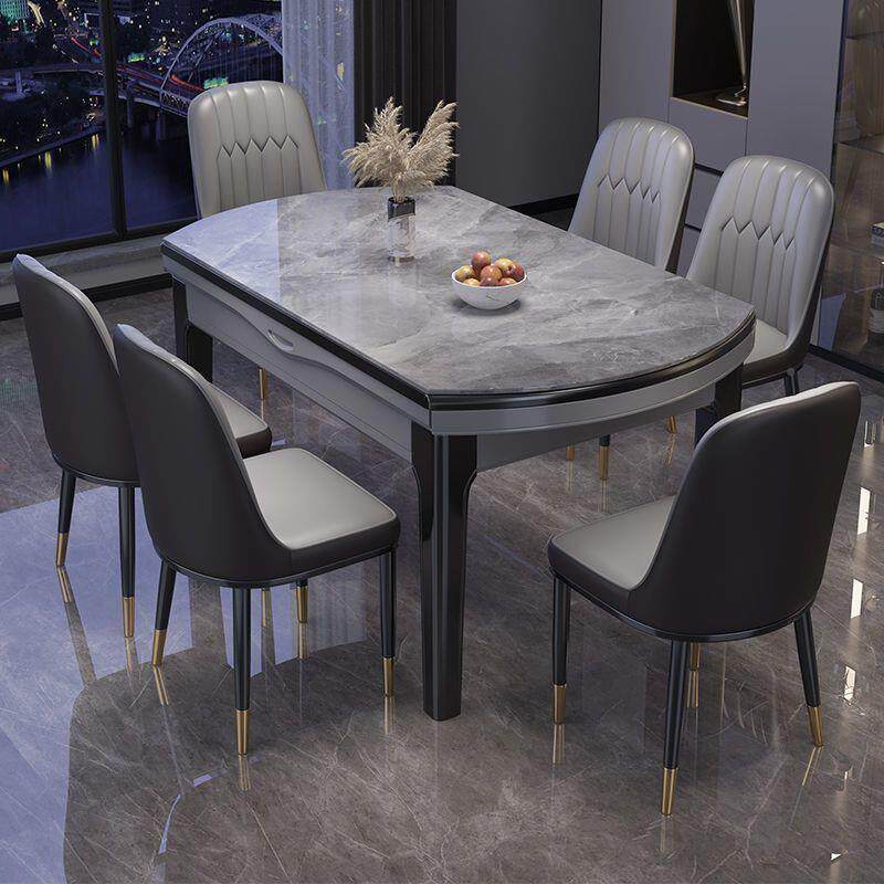 亮岩板餐桌椅合简约现代光家用可伸缩小户茶几电视组柜套装客973