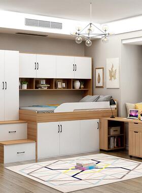 Q*儿童床半高床桌衣柜一多功能组合小床F969STJM套装卧室户型省空