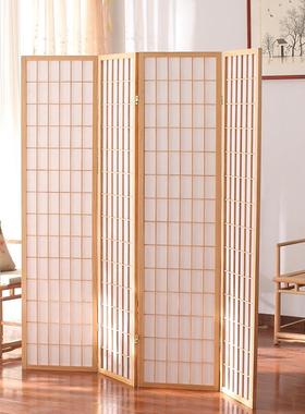 日式屏风隔断约玄风折叠移关动客厅简现代42实木屏茶室樟子格背