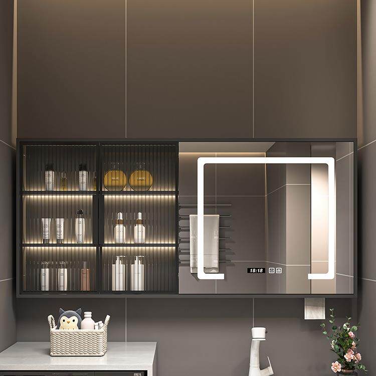 智能浴室镜柜单独定制挂墙式带灯除雾卫生间梳妆镜子带置物架收