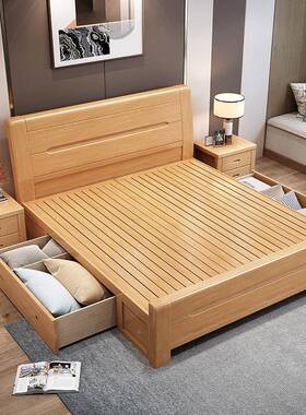 米EFJ大米5榉木直销220028木结构11实双人床工床厂榫卯双人米木床