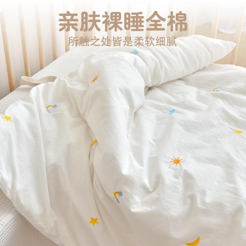 新儿儿棉被子花A婴儿纯棉双面水洗棉生刺绣棉花被幼园宝宝午休被