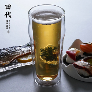 双层防爆高硼硅玻璃大容量畅饮水杯500ml玻璃冷饮杯啤酒杯饮料杯