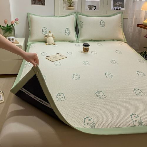 夏季冰丝凉席三件套可机洗裸睡凉感豆豆席子2024新款家纺床上用品