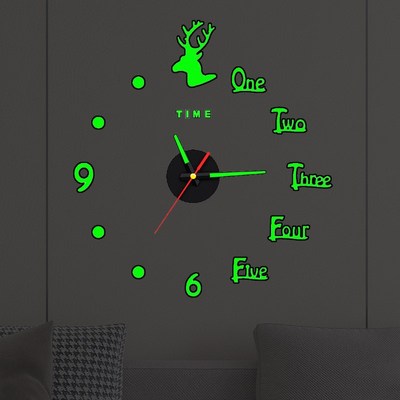 钟表挂钟客厅家用时尚免打孔卧室静音夜光贴墙时钟现代简约创意表