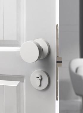 白色简约卧室门锁家用通用型室内磁吸静音房门锁分体锁木门门把手
