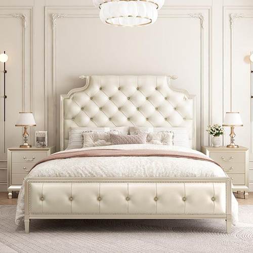 美式床轻奢实木床现代简约1.8米主卧室双人床1.5法式奶油风网红床