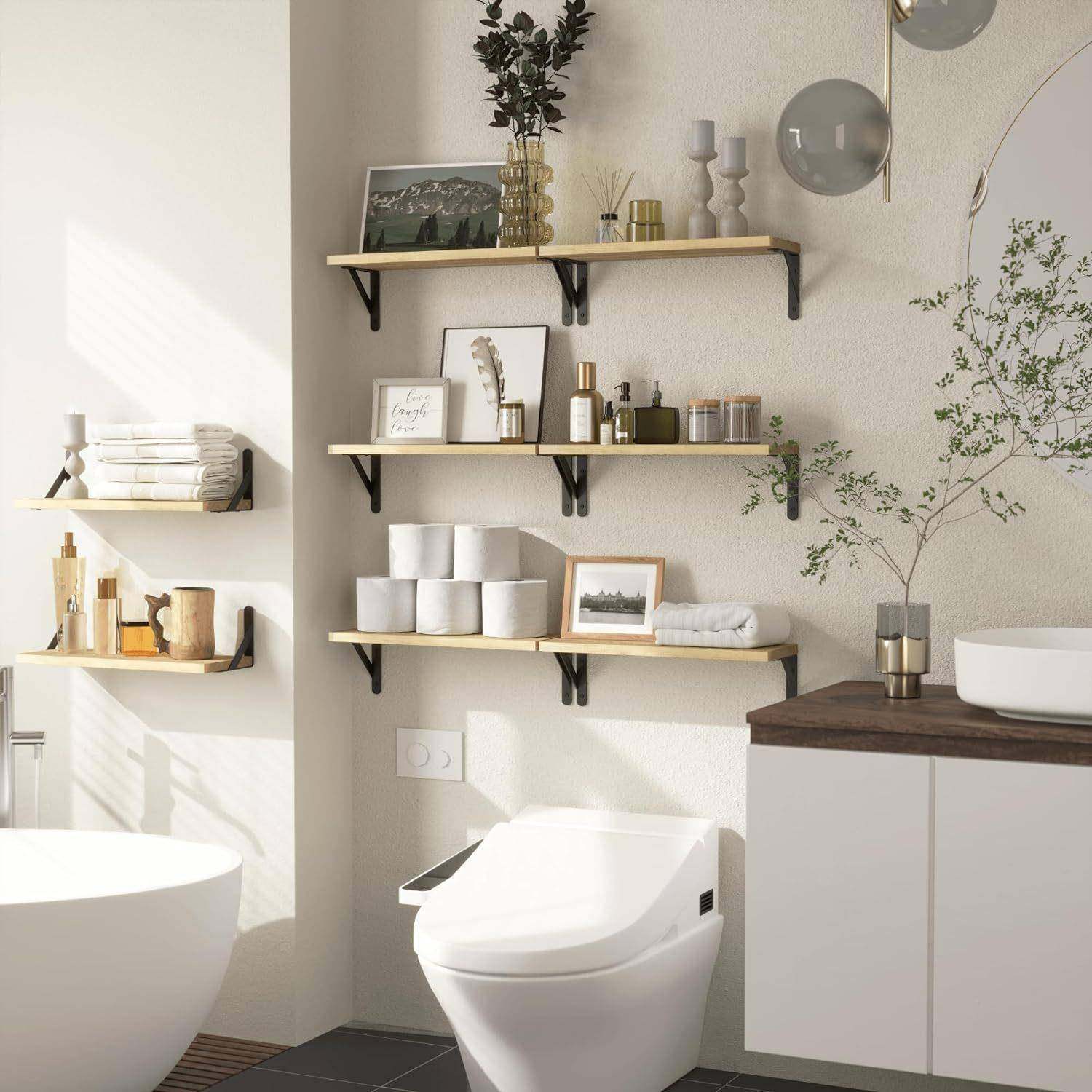 墙上置物架壁挂式毛巾架木质浴室收纳架客厅墙上置物架挂壁式