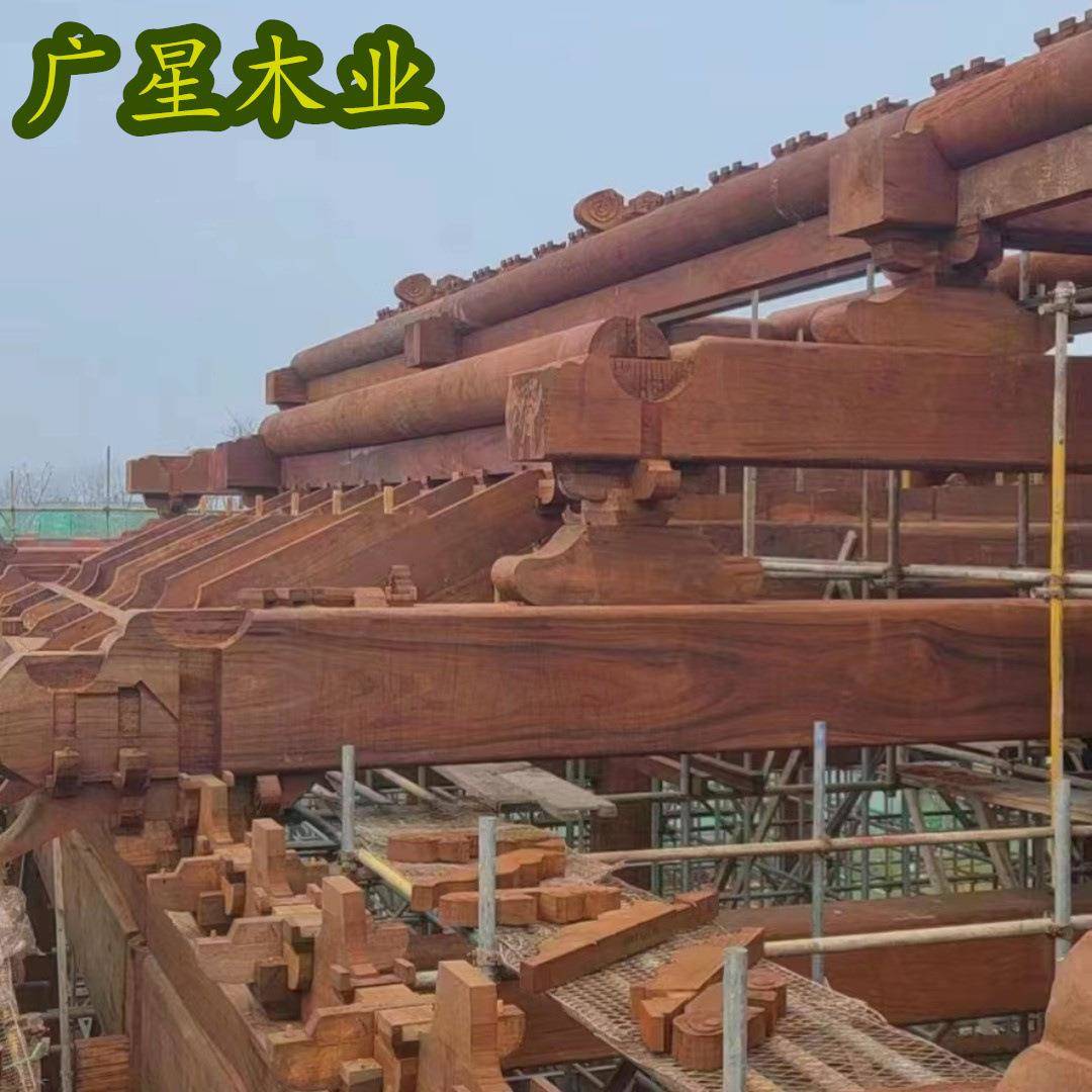 BUY厂家古建祠木堂菠萝格材实木地景观古大殿用木板建户外庭院原