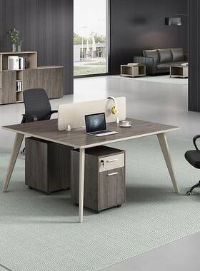 简6约现代职员办公桌桌四人位办公室24517工位电脑桌职员办公椅组