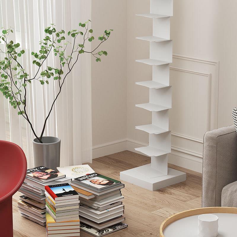 隐形书架落物架简易铁YWO角落地艺立式书柜一体靠墙家用置书本收