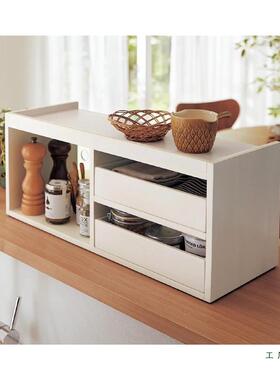 日式纯实PXJ厨房小桌碗柜收纳柜调料柜餐木边柜餐整理柜玻物璃储