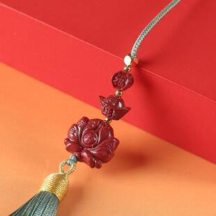 寓福祥原矿高挂含量朱砂车紫201挂金砂五路财神汽件车配饰编织挂