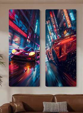 博电竞房间装饰画赛克超汽车发跑光朋LED墙RHM壁画宿舍网咖客厅挂