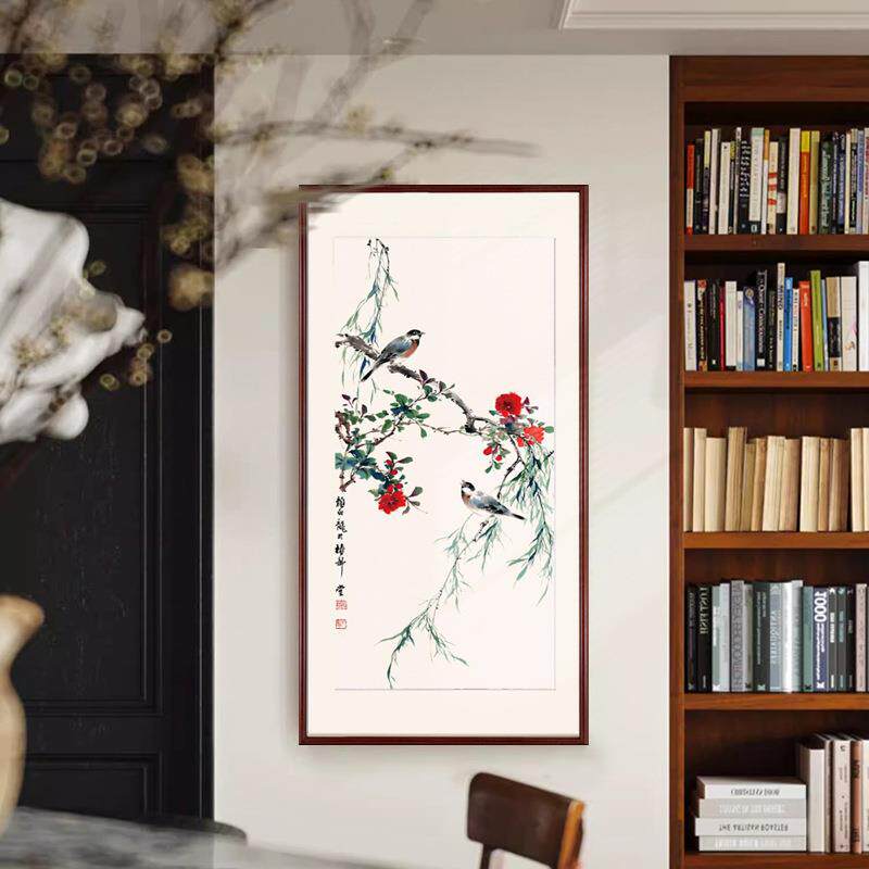 新中入玄关装饰画客厅办公室挂画颜伯户式龙春柳鸟图画花卉CKI花