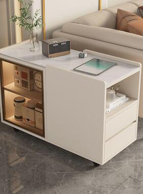 家现代简约边轻奢客厅UIK用侧边柜角几岩边板沙发柜实木可移动茶