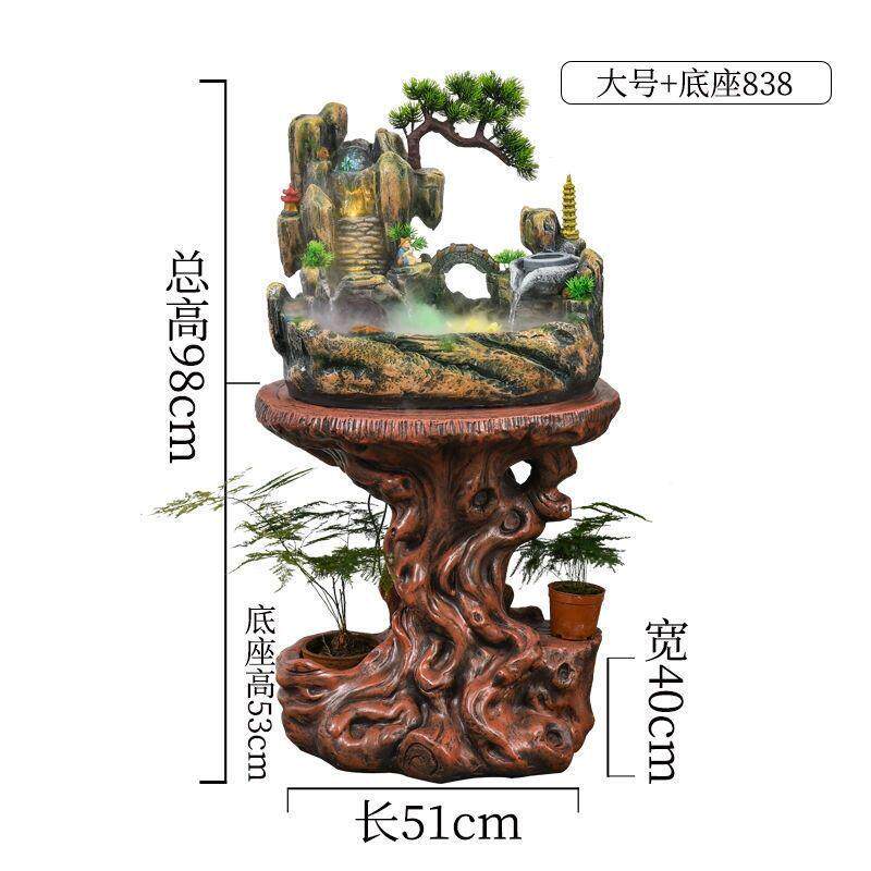 根雕DKO件天然树根假喷山摆流水泉轮仿木创意树脂工艺品盆底座景