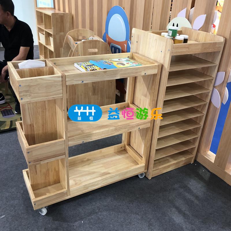 幼园美术区实木可移动美儿台儿童早DGV教黑板板收工纳架画纸收画
