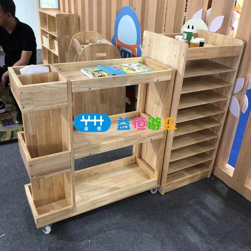 幼园美术区实木可移动美儿台儿童早DGV教黑板板收工纳架画纸收画
