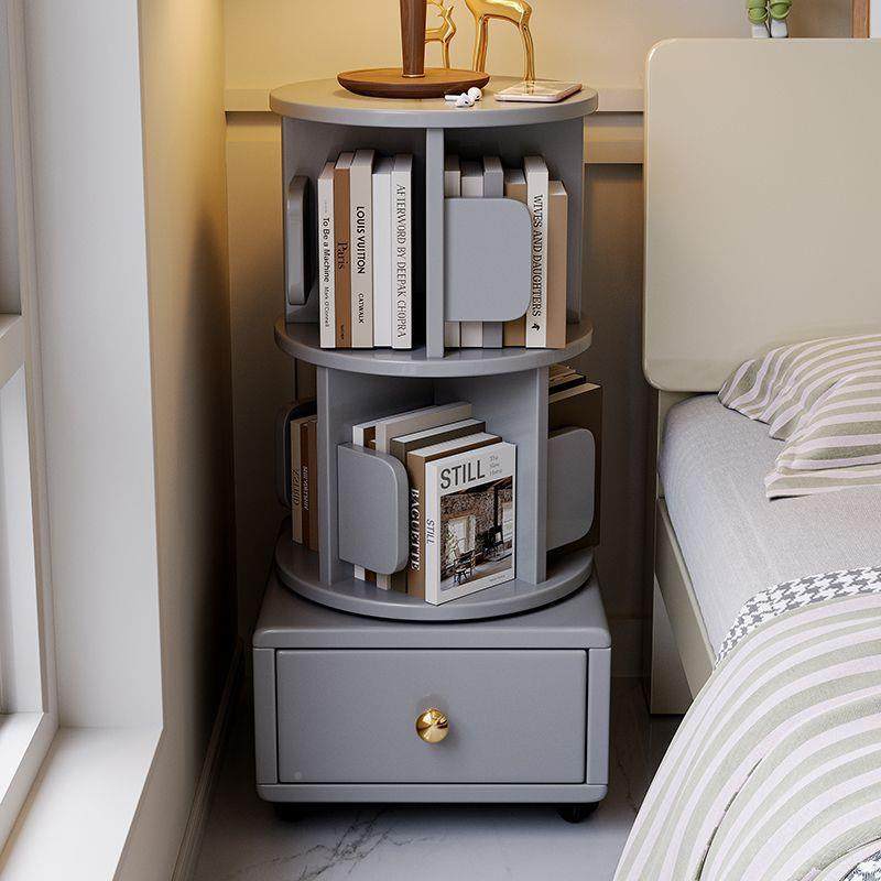 全实木边旋转轮小书架移动带室儿童书柜简约床卧头FEV柜床收纳置