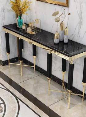 轻桌奢大理石玄关台简约XVQ厅现代新中式条几靠墙条案桌客入户玄