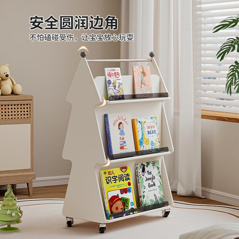 儿童书架可移双动面收纳置物型架子地小简易XSR书柜家用落宝宝绘