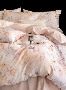 轻奢6套0支长绒棉数码印花件全棉床单74155四被套100棉高端床上用