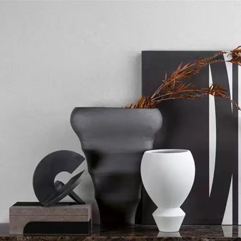 现代中式创意树瓶脂黑白三角45734花花器售软装样板房楼居部家饰