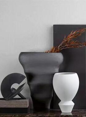 现代中式创意树瓶脂黑白三角45734花花器售软装样板房楼居部家饰