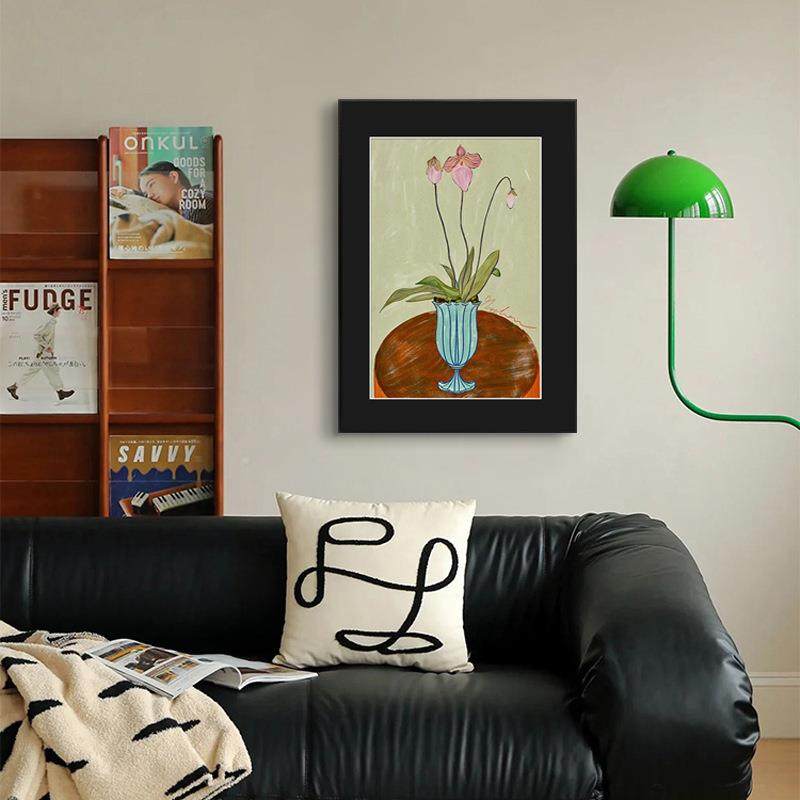 中古风装饰画百厅花卉餐卧WMO室挂美画边柜合摆画式复古壁画法式