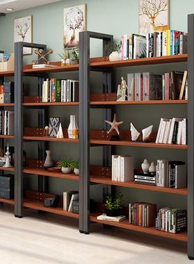 现代艺书架层钢铁木置地物架书房客JAG厅落书柜储多物收纳架子