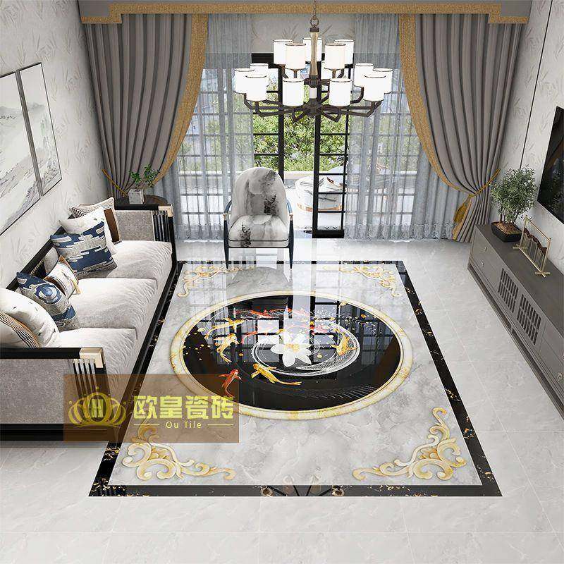 青砖中式庭院仿古地砖客厅拼花四合院进门玄关造型地砖景点度假村