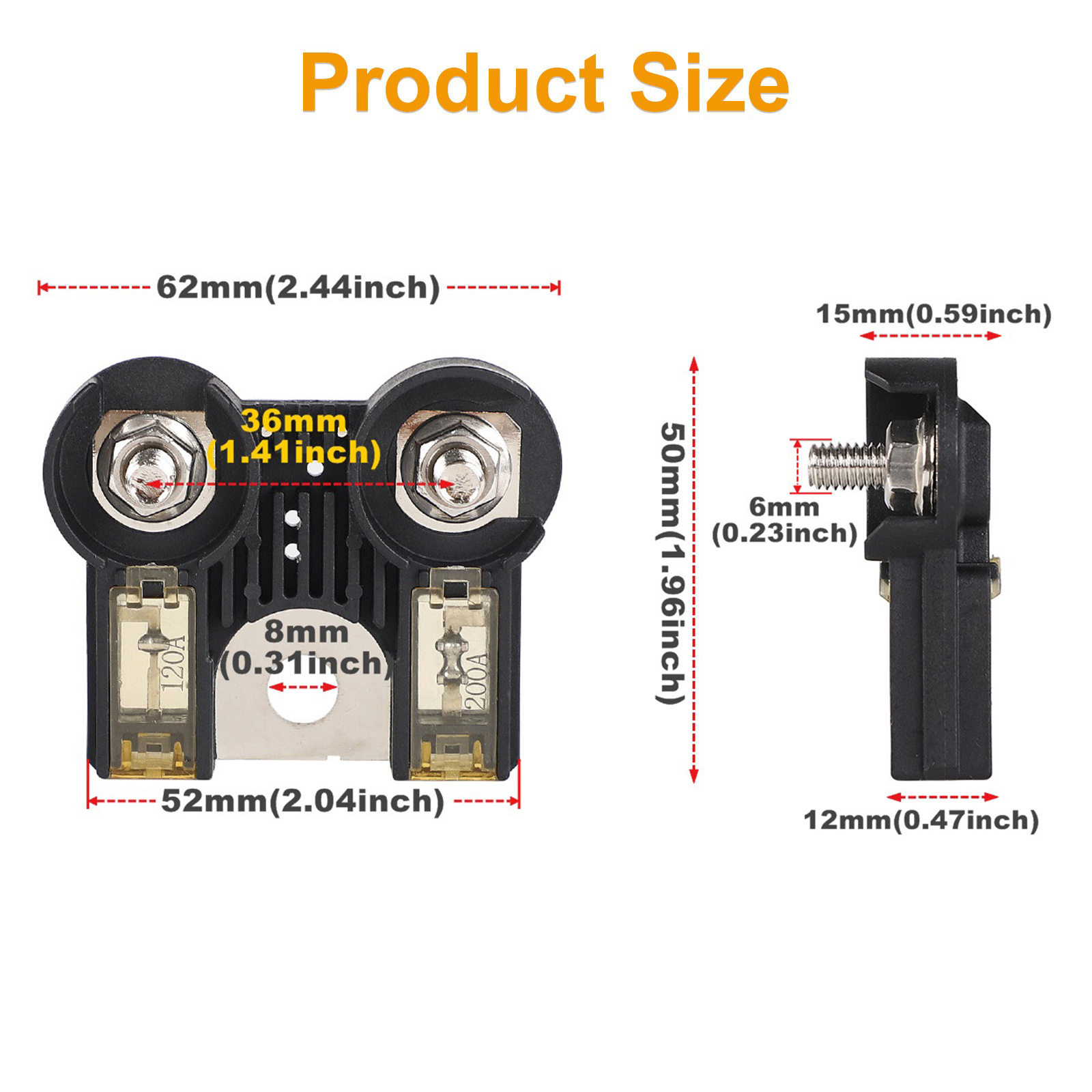 3孔 200A/120Amp带螺母的电池熔断器,用于边缘熔断 AE5Z-14526-B