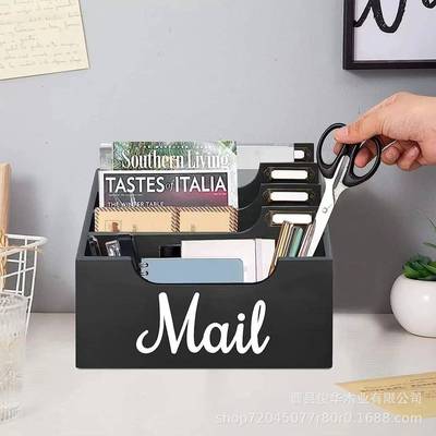 现货桌面邮件收纳盒木质信封架文件票据整理器桐木书桌抽屉收纳盒