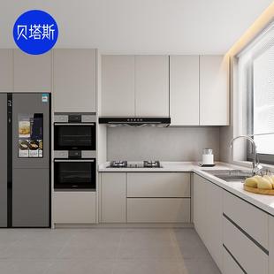 厨房橱柜整体全屋定制现代简约家用厨柜一体石英石台面肤感柜门
