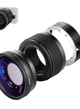 纽尔0.75X广角镜头10倍微距适用ZV124mm镜头转为18mm广角镜
