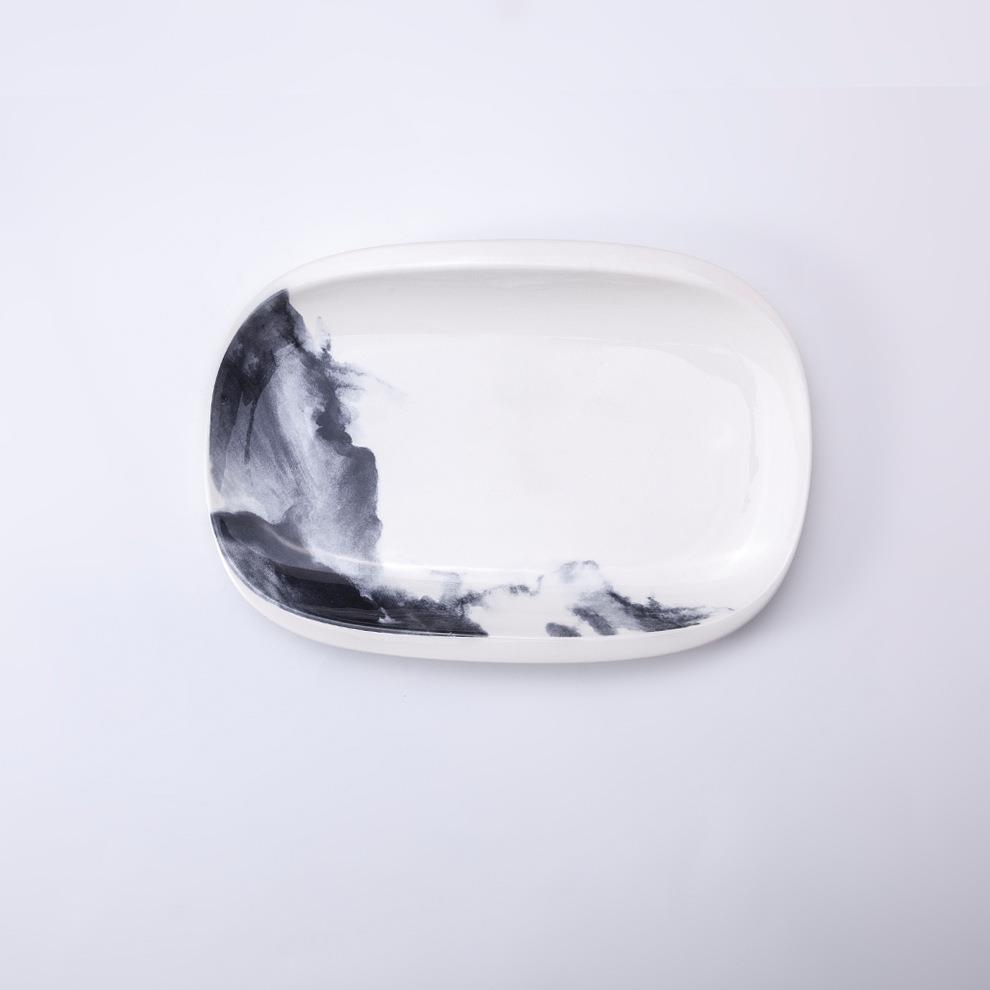 新中式网红轻奢墨水陶瓷餐高档酒店个性具IBH简约西盘法式托盘餐