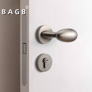 BAGB法式中古复古灰复黄古铜鸭蛋球形鹅蛋卧室房门静音门锁门把手