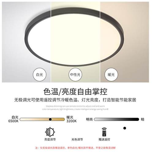 简极超薄卧室蓝光全光谱护防眼顶灯led主卧儿73518吸童房现代简约