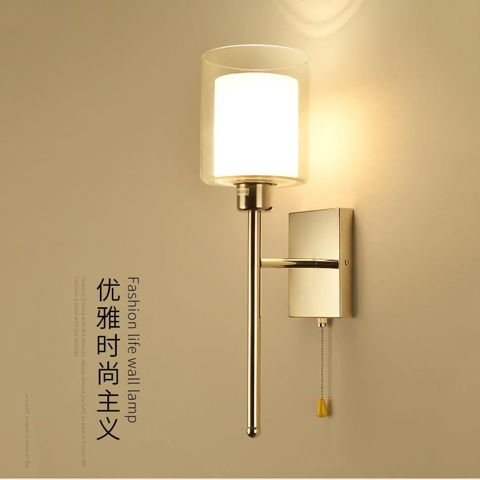厂家直供现代989简约酒店房床头壁灯带开双客层关玻璃罩灯非标客
