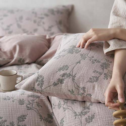 全双MRV棉花三层纱纱提四件套A类纯棉色织层保暖亲肤透气棉纱布套