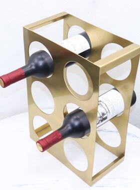 创意铁艺电镀红酒轻奢摆件酒柜架红酒展示家居用格子软架6孔酒架