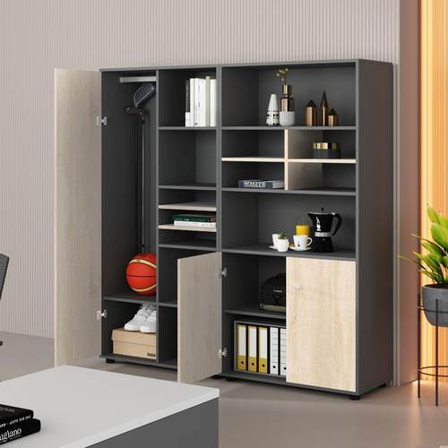 现代板柜办公室木文GA-0699件质合书柜背景简约柜子资料老矮办公