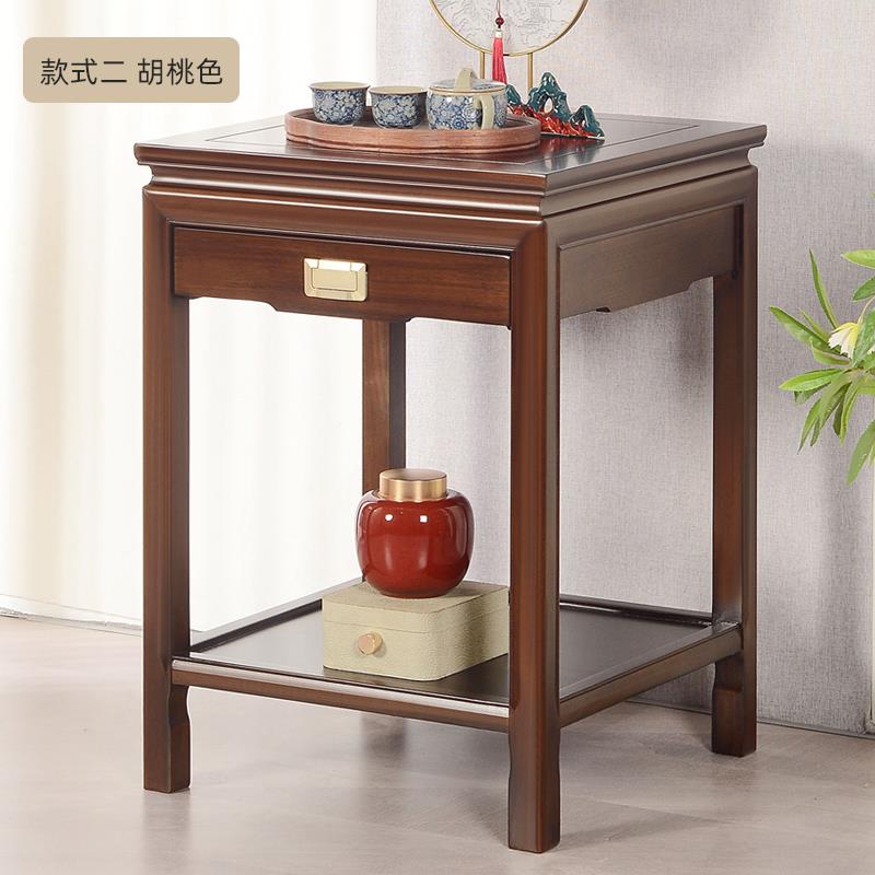 新款花梨色式中实木几茶几沙发边几角茶桌小桌方桌02-66鱼缸架奇