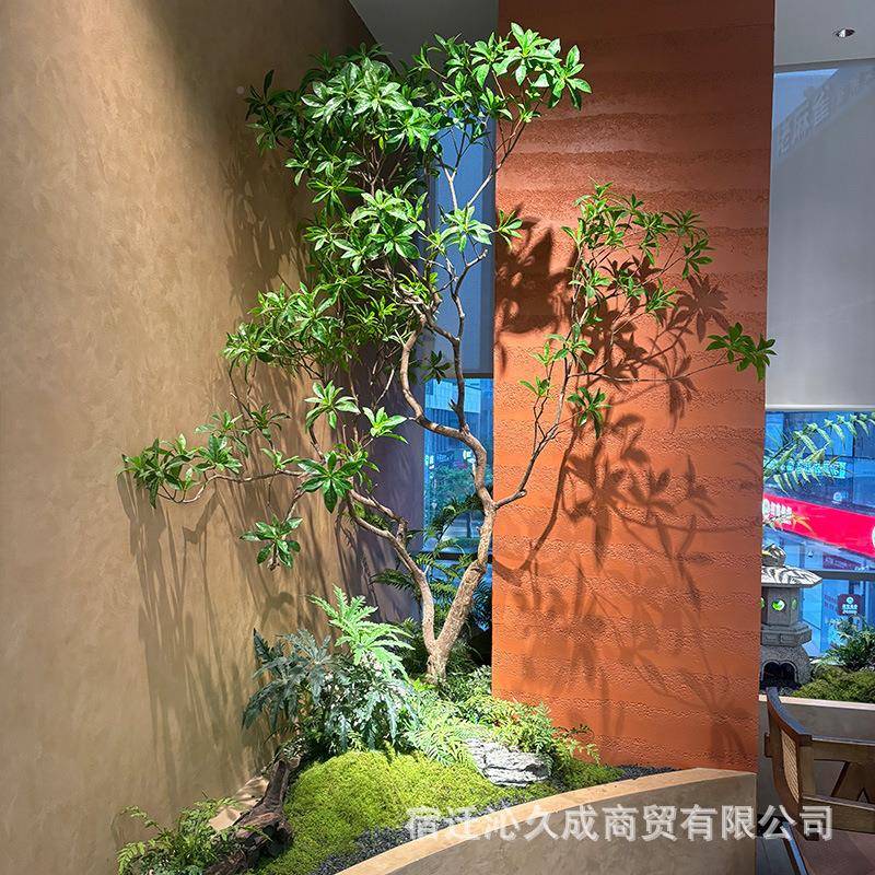 仿地真钟马醉木客厅绿植造景落马醉木大型树仿生假树吊楼梯下景观