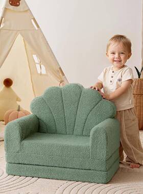 亚逊跨贝壳折沙叠幼儿沙发床境可马转换为76097躺椅的发儿童沙发