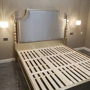 art床轻奢冰柱床实木床香槟色婚床主卧双人床法式复古网红款皮床