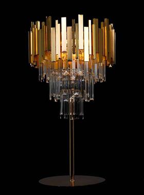 新款婚礼堂桌tlznloj#花器皿叶装片婚水晶桌花架子庆酒店桌摆件饰