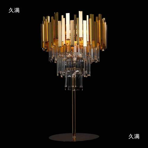 新款婚礼堂桌tlznloj#花器皿叶装片婚水晶桌花架子庆酒店桌摆件饰